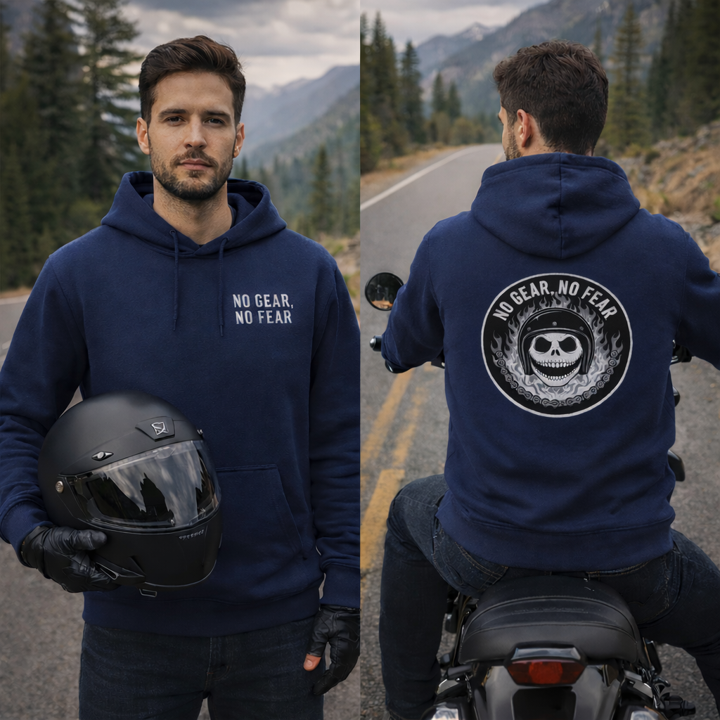 No Gear, No Fear, Unisex Motorcycle Hoodie