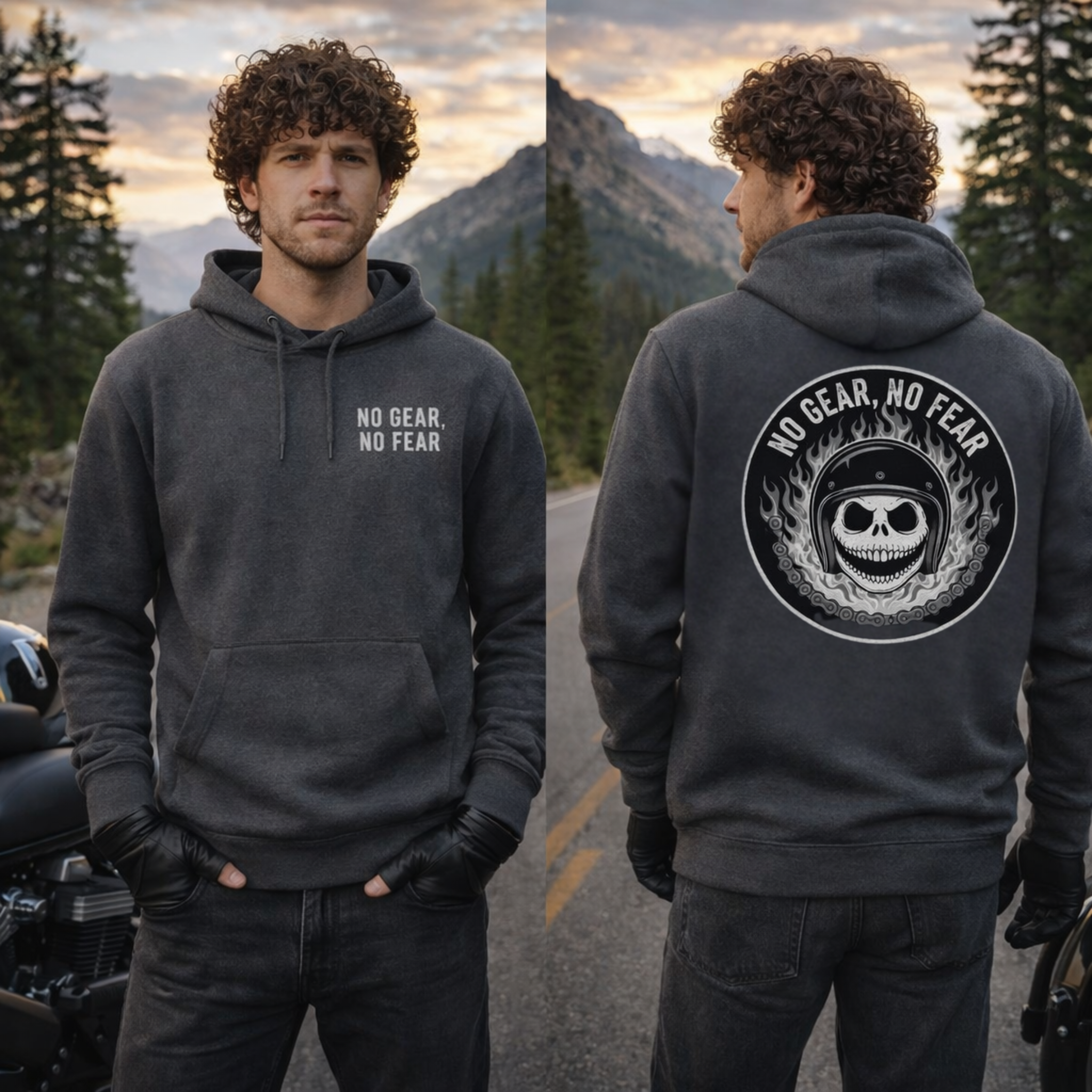 No Gear, No Fear, Unisex Motorcycle Hoodie