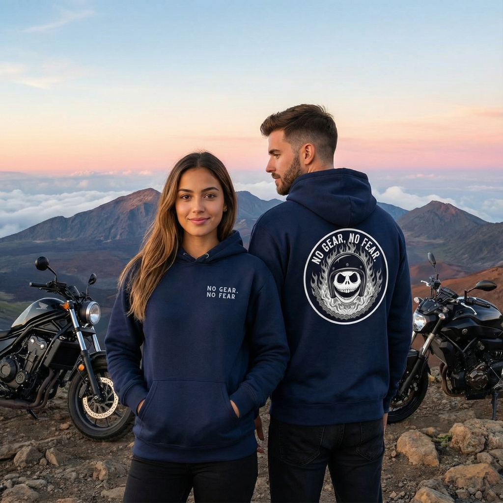 No Gear, No Fear, Unisex Motorcycle Hoodie
