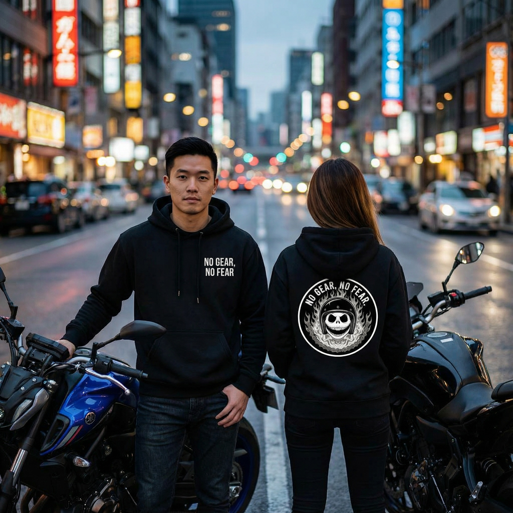 No Gear, No Fear, Unisex Motorcycle Hoodie