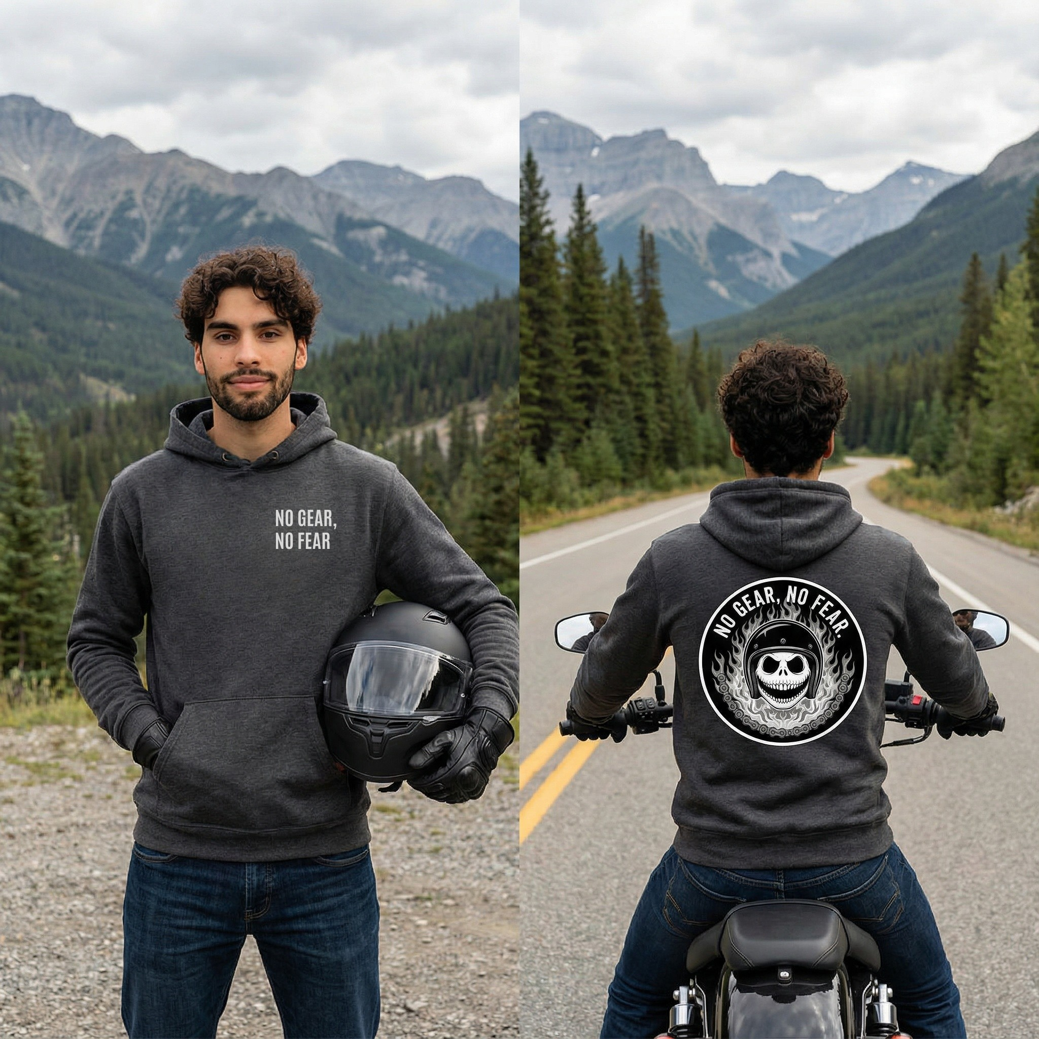 No Gear, No Fear, Unisex Motorcycle Hoodie