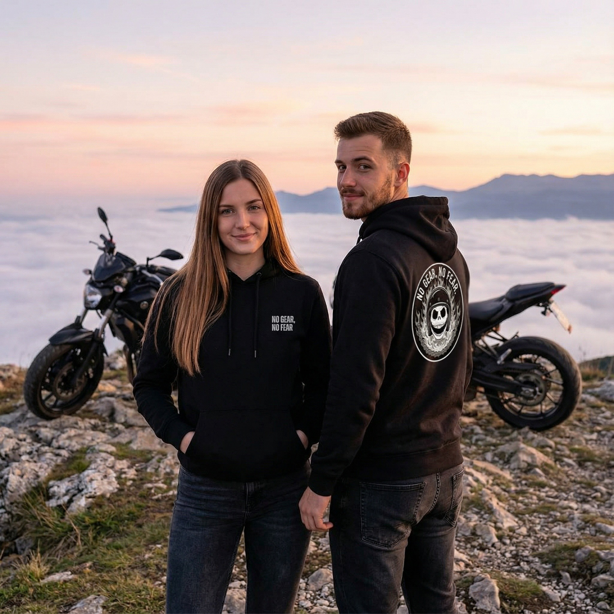 No Gear, No Fear, Unisex Motorcycle Hoodie
